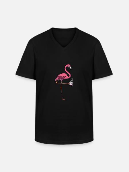 Flamingo Bird Coffee Lover - Men's V-Neck T-Shirt - black