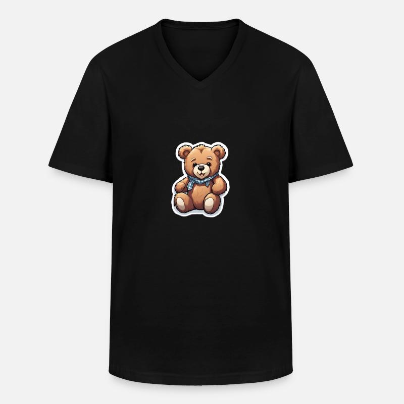 Kuscheliger Teddy mit Halstuch - Männer-T-Shirt mit V-Ausschnitt - Schwarz