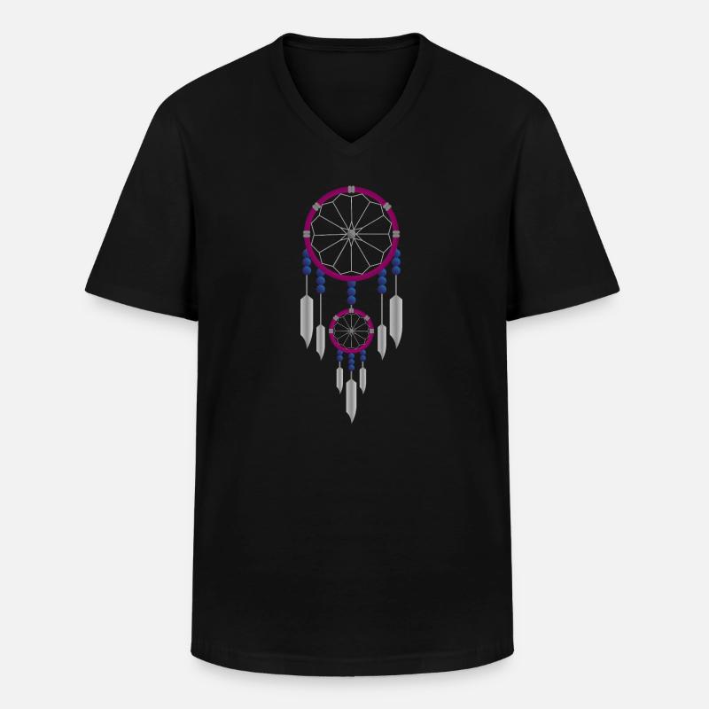 Lila-blauer Traumfänger - Männer-T-Shirt mit V-Ausschnitt - Schwarz