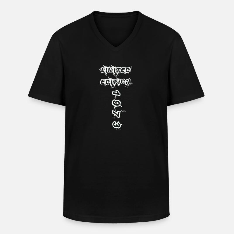 1973 - Männer-T-Shirt mit V-Ausschnitt - Schwarz