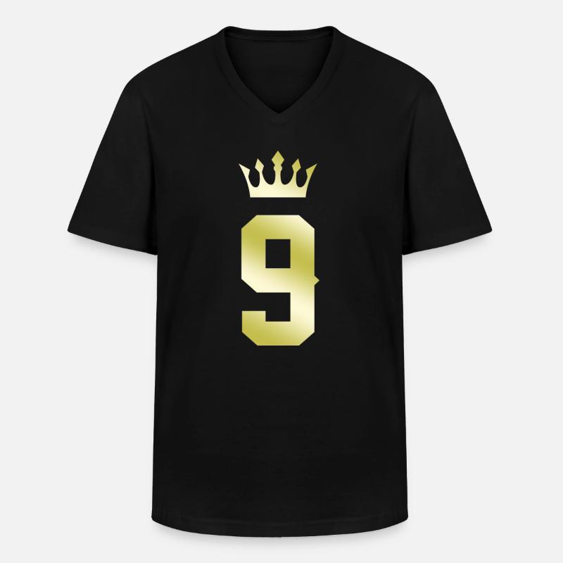 9 Zahl Krone - Männer-T-Shirt mit V-Ausschnitt - Schwarz