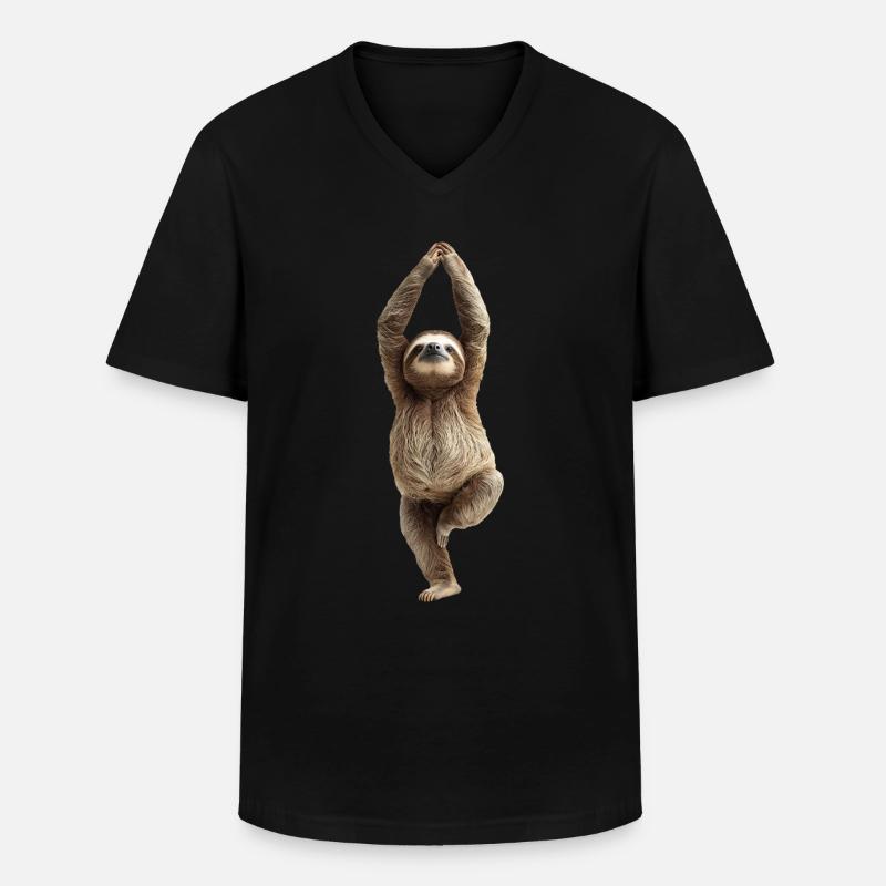 Faultier - Männer-T-Shirt mit V-Ausschnitt - Schwarz