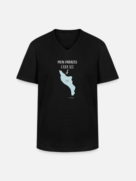 Moon paradis , serie ile d'Oléron - T-shirt col V Homme - noir