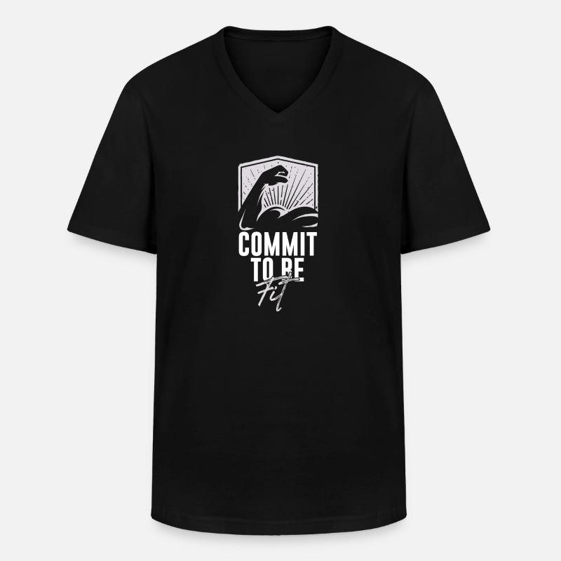 commit to be fit - Men's V-Neck T-Shirt - black