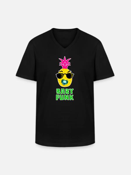 Bébé Punk Ananas cool - T-shirt col V Homme - noir