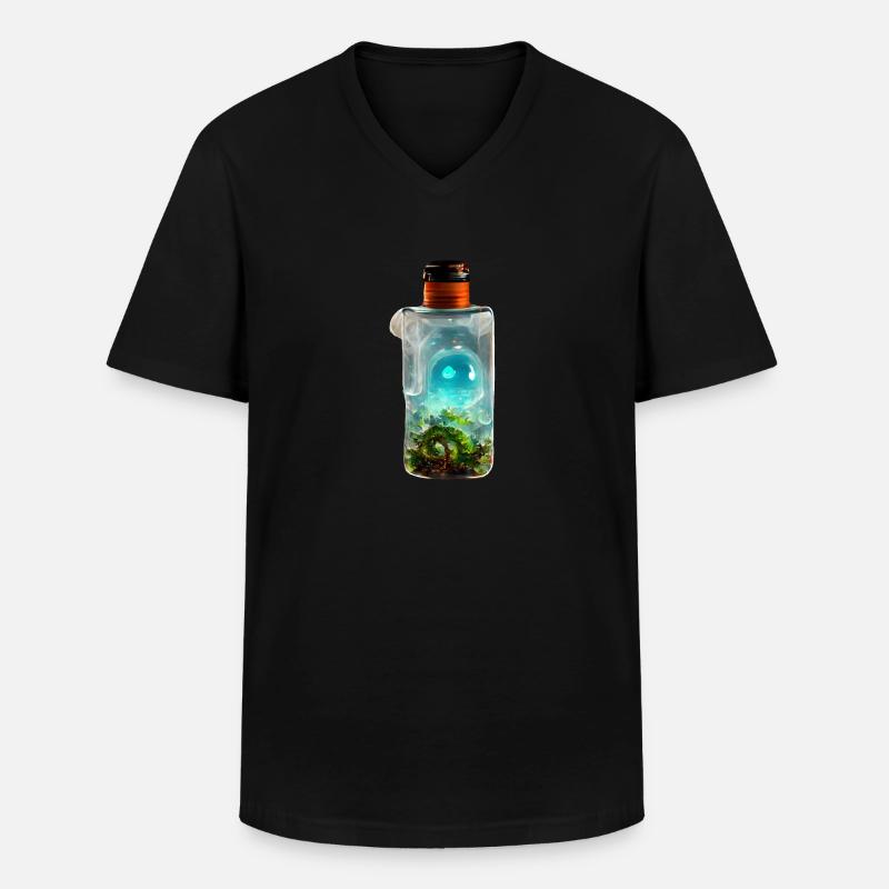 Flaschengeist - Männer-T-Shirt mit V-Ausschnitt - Schwarz