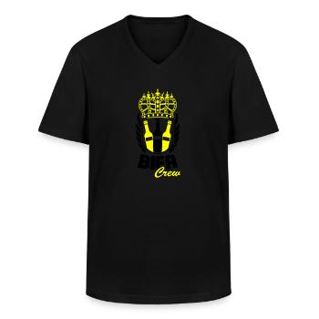 Beer Crew - Men's V-Neck T-Shirt - black - Front - AI Model Male 178 dark (178cm)