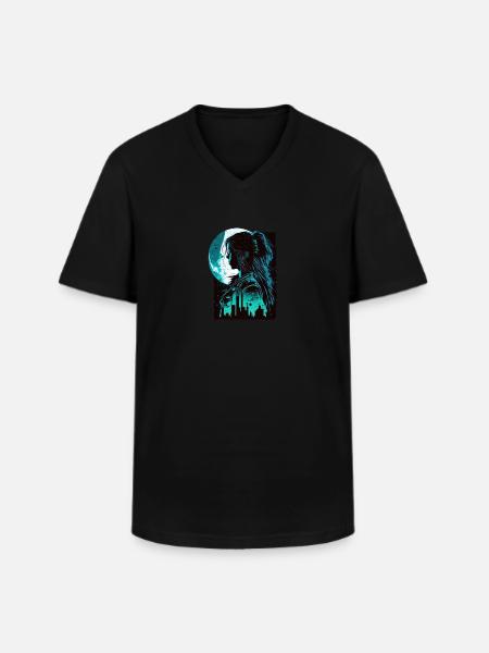 Frauenschatten im Mondschein - Männer-T-Shirt mit V-Ausschnitt - Schwarz