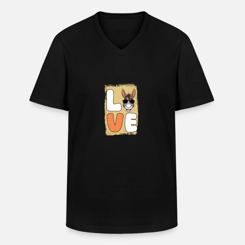 Esel - Männer-T-Shirt mit V-Ausschnitt - Schwarz