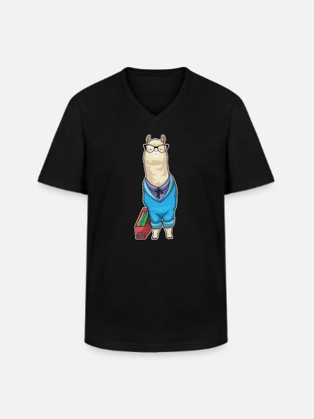 Alpaca Secretary Folder Office - Men's V-Neck T-Shirt - black