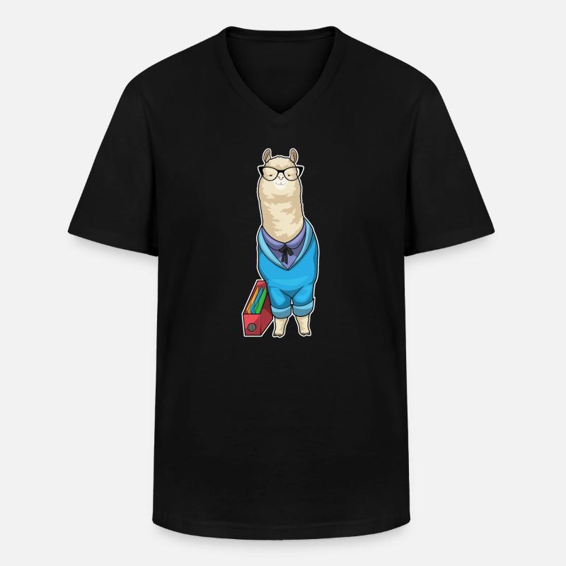 Alpaca Secretary Folder Office - Men's V-Neck T-Shirt - black
