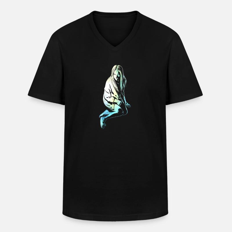 Mädchen aus Licht - Männer-T-Shirt mit V-Ausschnitt - Schwarz