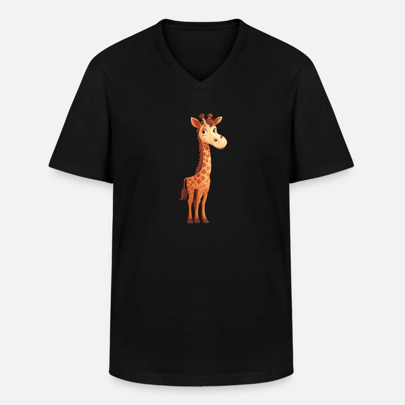 Lustige Giraffe - Männer-T-Shirt mit V-Ausschnitt - Schwarz