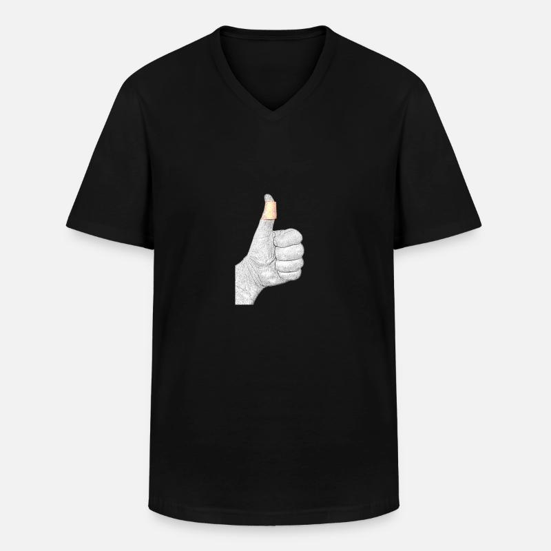 Hand mit Pflaster - Männer-T-Shirt mit V-Ausschnitt - Schwarz