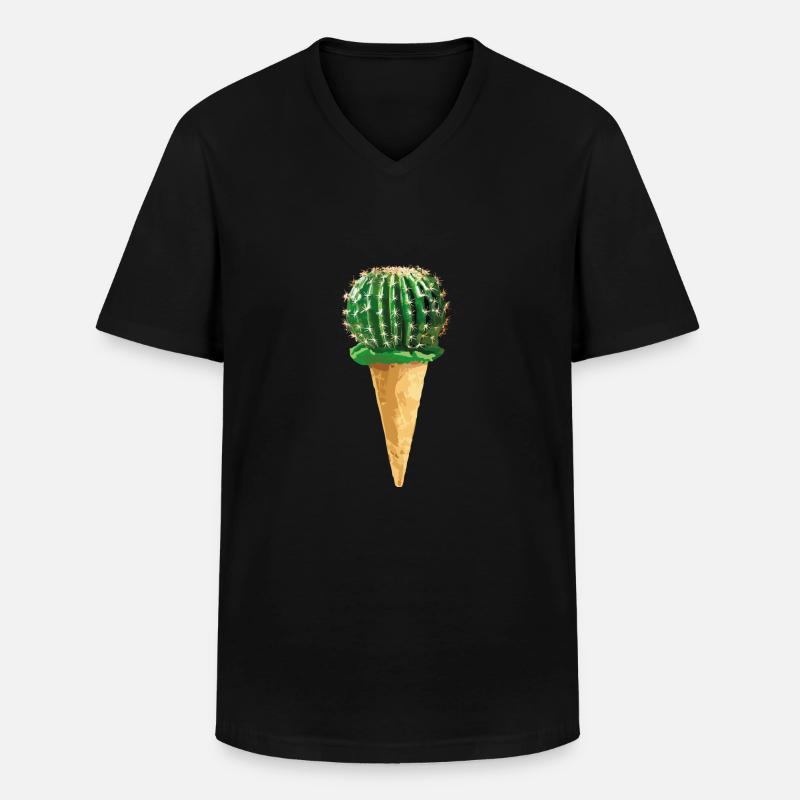 Kaktus mit Eiscreme - Männer-T-Shirt mit V-Ausschnitt - Schwarz