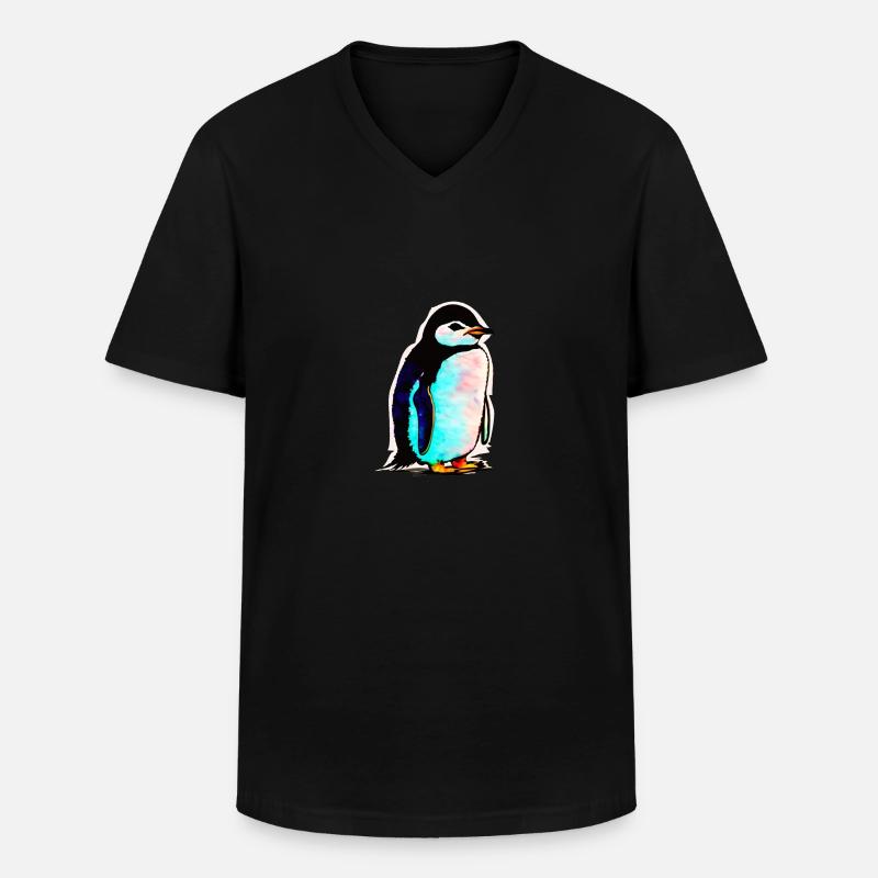 Pinguin - Männer-T-Shirt mit V-Ausschnitt - Schwarz