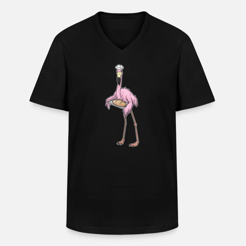 Flamingo Bäcker Brot - Männer-T-Shirt mit V-Ausschnitt - Schwarz