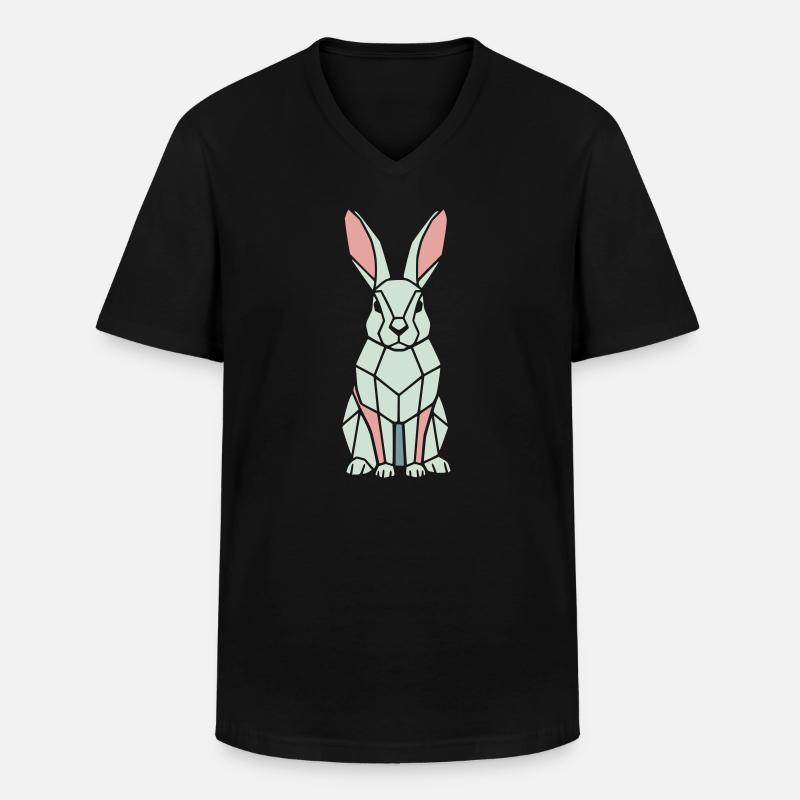 Geometric Bunny Low Poly Modern - Men's V-Neck T-Shirt - black