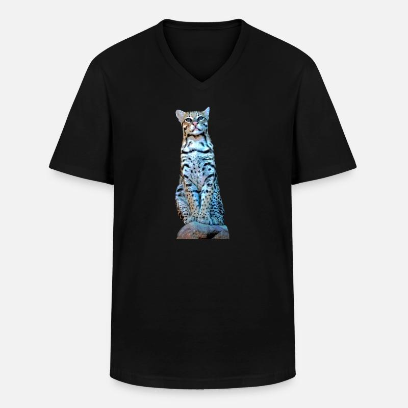 Ozelot - Männer-T-Shirt mit V-Ausschnitt - Schwarz