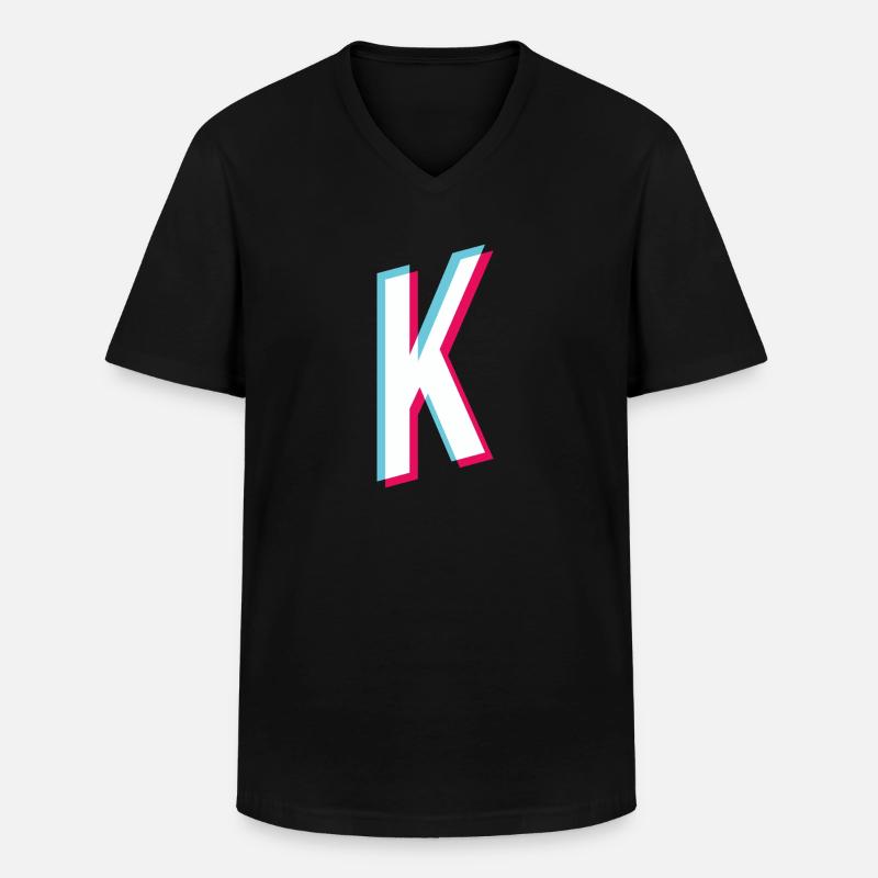 K - Buchstabe K - Männer-T-Shirt mit V-Ausschnitt - Schwarz