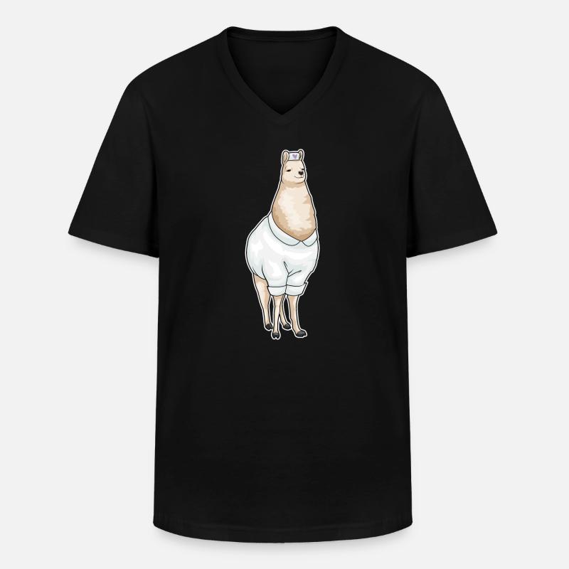 Lama Krankenschwester - Männer-T-Shirt mit V-Ausschnitt - Schwarz