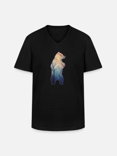 Hunter, Mountaineer, Hiker, Bear - Men's V-Neck T-Shirt - black