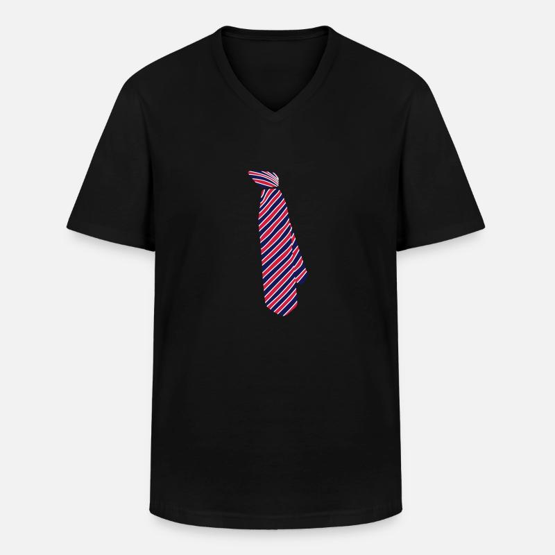 Krawatte - Männer-T-Shirt mit V-Ausschnitt - Schwarz