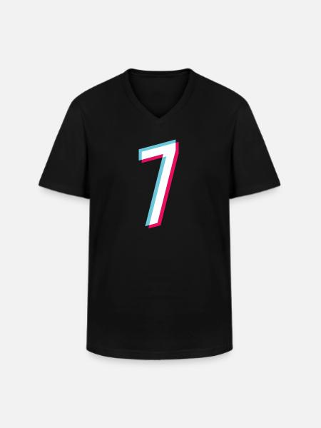 7 - NUMMER 7 - Nummer 7 Rugnummer Tik Tok Style - Klassiek mannen T-shirt met V-hals - zwart
