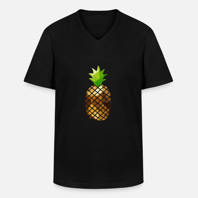 Pineapple (Low Poly) - Männer-T-Shirt mit V-Ausschnitt - Schwarz