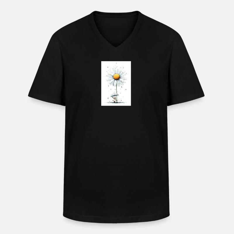 Gänseblümchen Bär mit Regenschirm - Männer-T-Shirt mit V-Ausschnitt - Schwarz