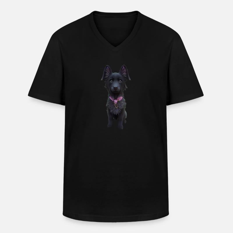 Schwarzer Schäferhund - Männer-T-Shirt mit V-Ausschnitt - Schwarz