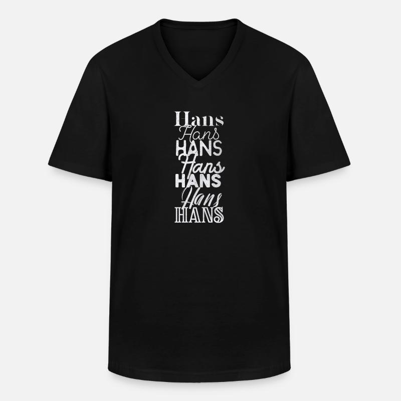 Hans - Männer-T-Shirt mit V-Ausschnitt - Schwarz