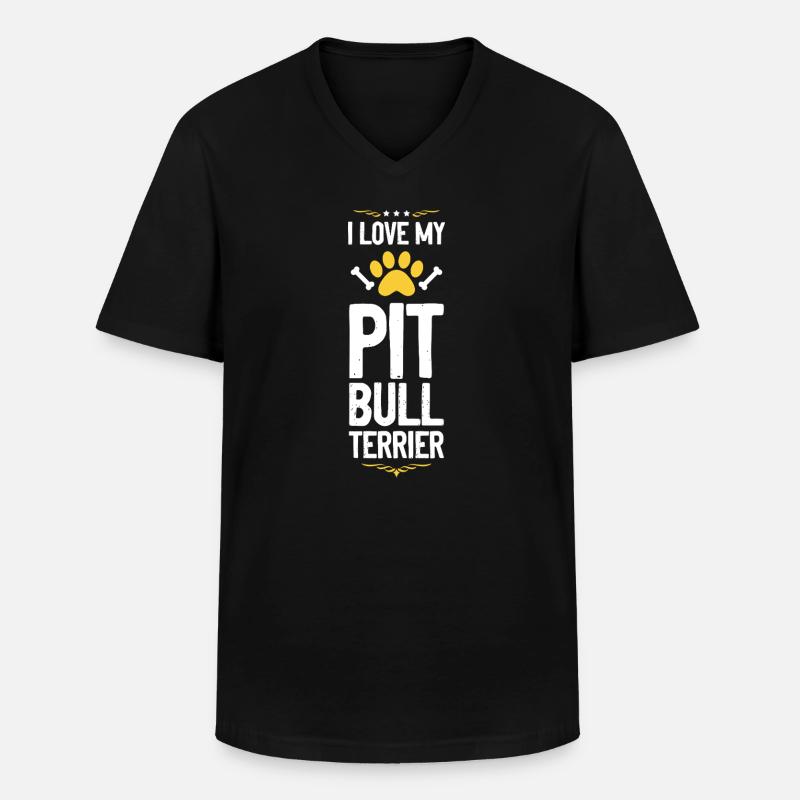 Ich liebe Pitbull Terrier - Männer-T-Shirt mit V-Ausschnitt - Schwarz