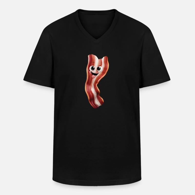 Glücklich Bacon - Männer-T-Shirt mit V-Ausschnitt - Schwarz