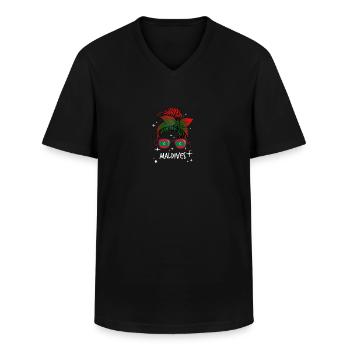 Maldives - Men's V-Neck T-Shirt - black - Front - AI Model Male 178 dark (178cm)