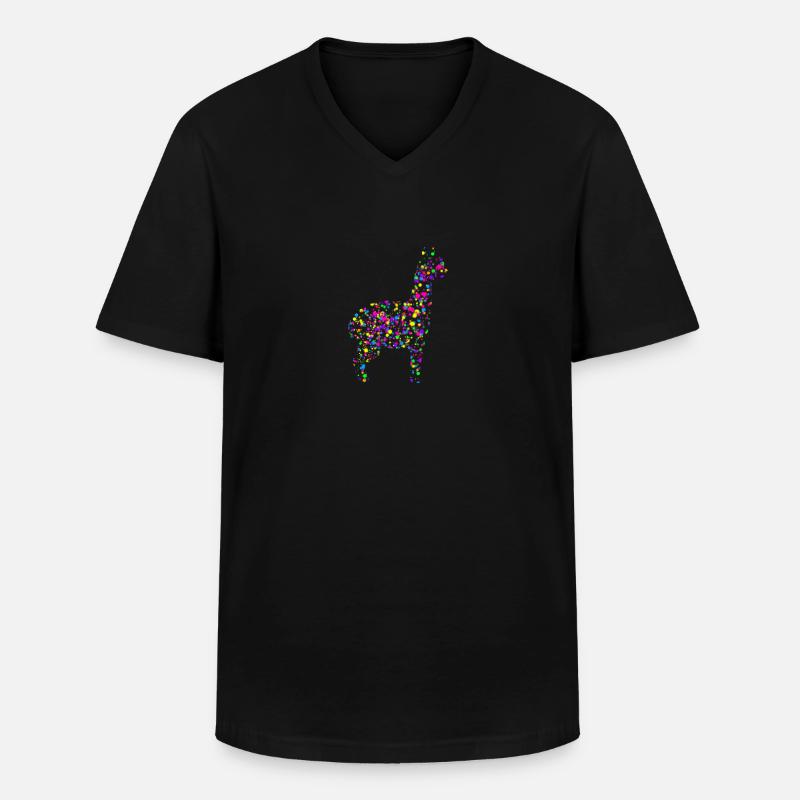 buntes Alpaka - Männer-T-Shirt mit V-Ausschnitt - Schwarz