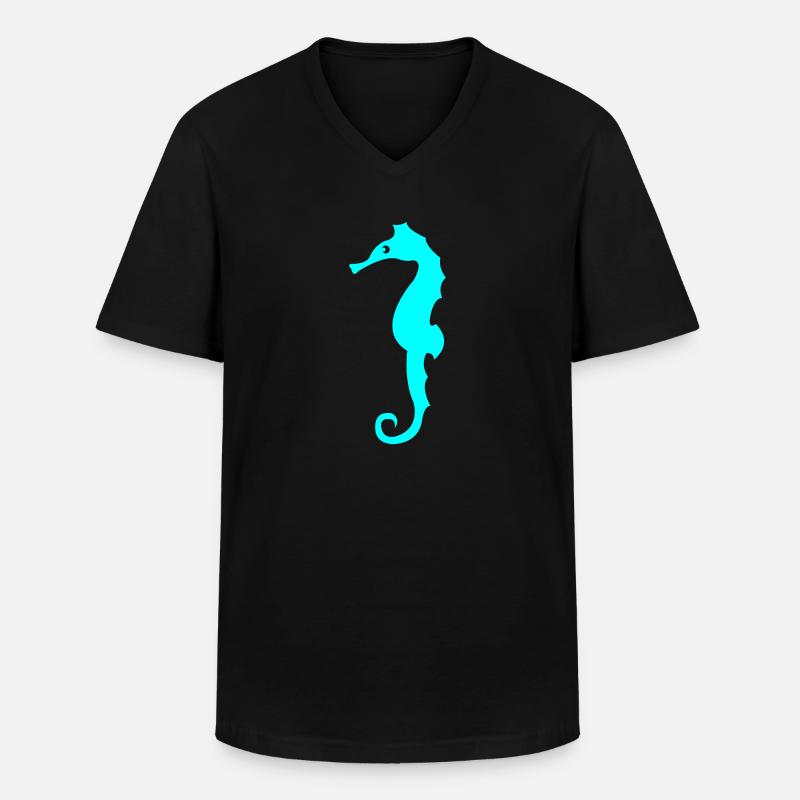 seepferdchen silhouette - Männer-T-Shirt mit V-Ausschnitt - Schwarz