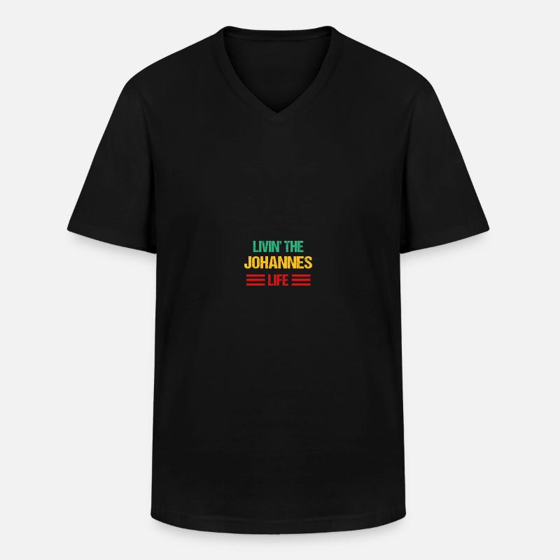 Johannes - Männer-T-Shirt mit V-Ausschnitt - Schwarz