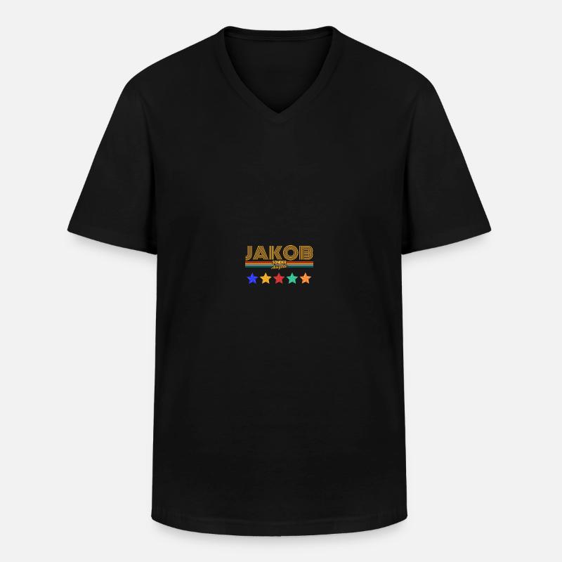 Jakob - Männer-T-Shirt mit V-Ausschnitt - Schwarz