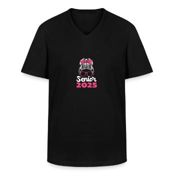 Classe de 2025 - T-shirt col V Homme - noir - Devant - AI Model Male 178 dark (178cm)