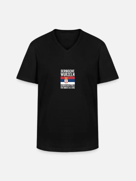 Serbe Serbe Serbie - T-shirt col V Homme - noir