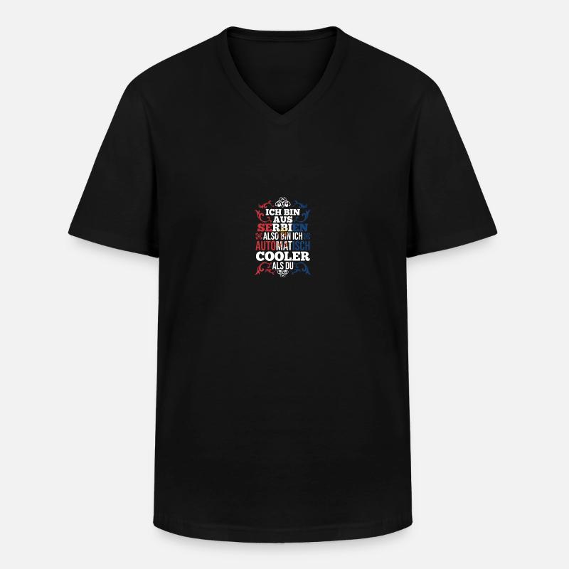 Serbe Serbe Serbie - T-shirt col V Homme - noir