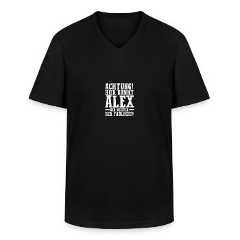 Alexander Alexandra Alexa Alex - Männer-T-Shirt mit V-Ausschnitt - Schwarz - Vorne - AI Model Male 178 dark (178cm)