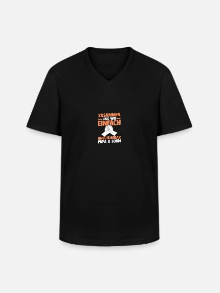 Dad and son - Men's V-Neck T-Shirt - black