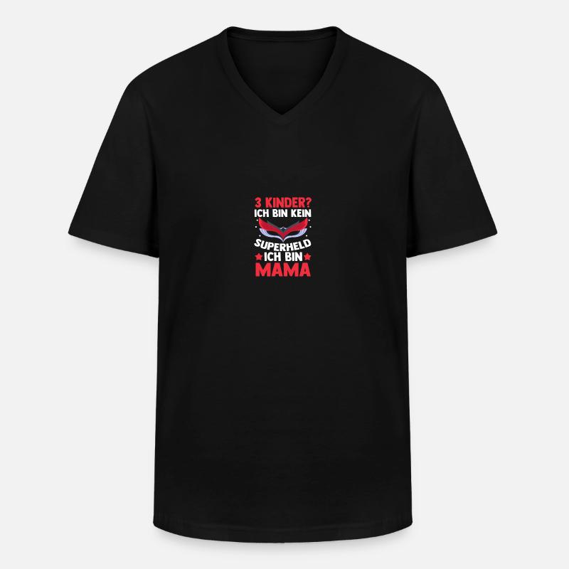 Mama Von 3 Kindern Superheldin - Männer-T-Shirt mit V-Ausschnitt - Schwarz