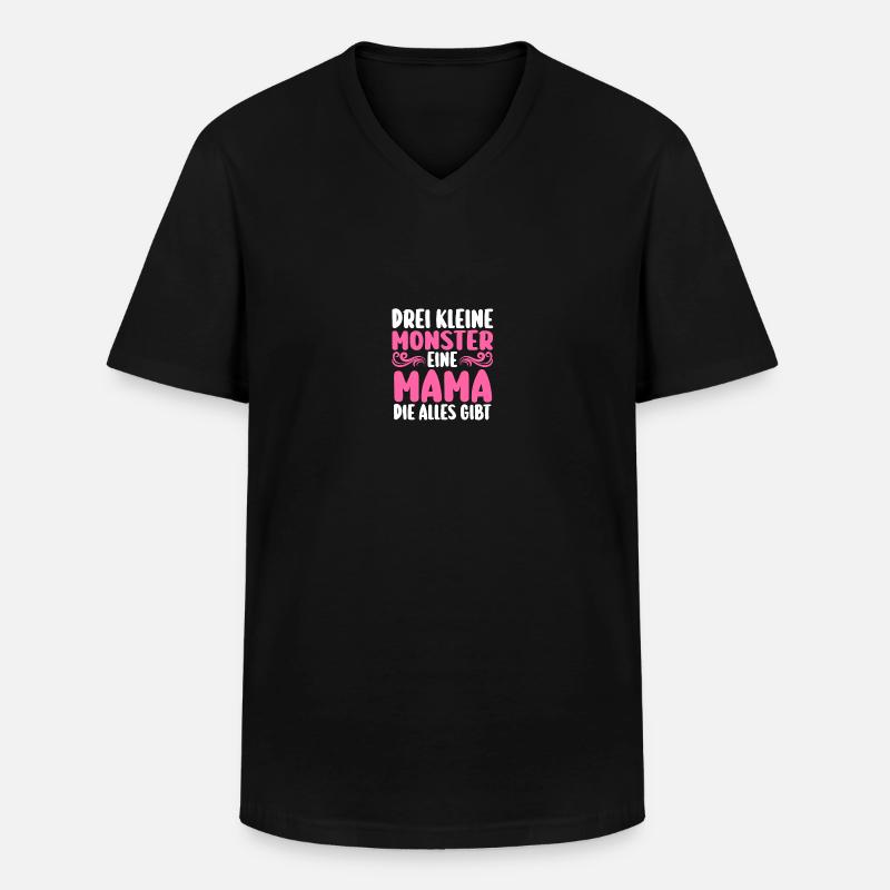 Mama Von 3 Kindern - Männer-T-Shirt mit V-Ausschnitt - Schwarz