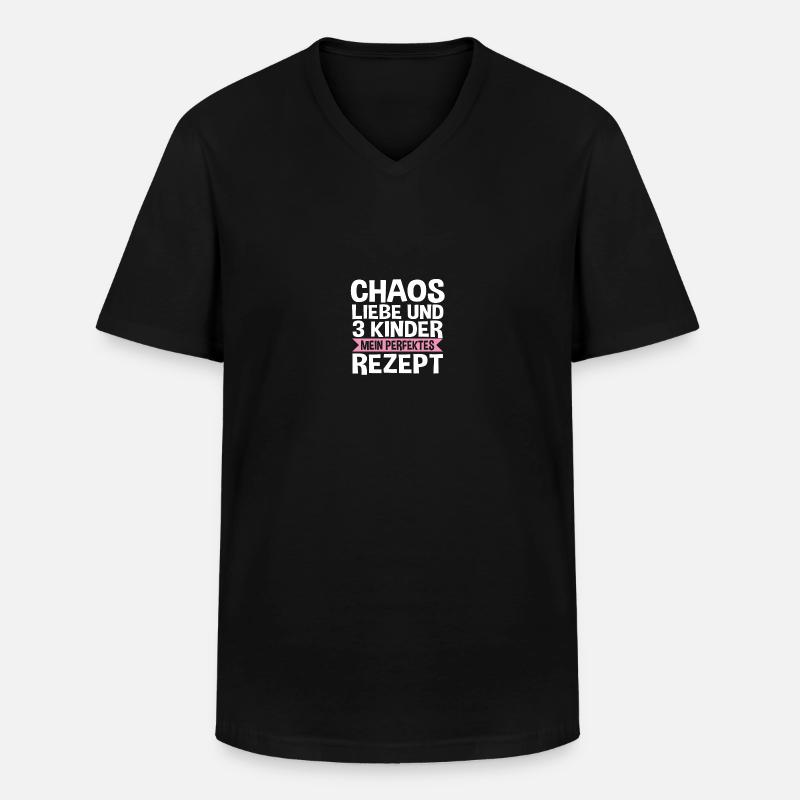 Mama Von 3 Kindern - Männer-T-Shirt mit V-Ausschnitt - Schwarz