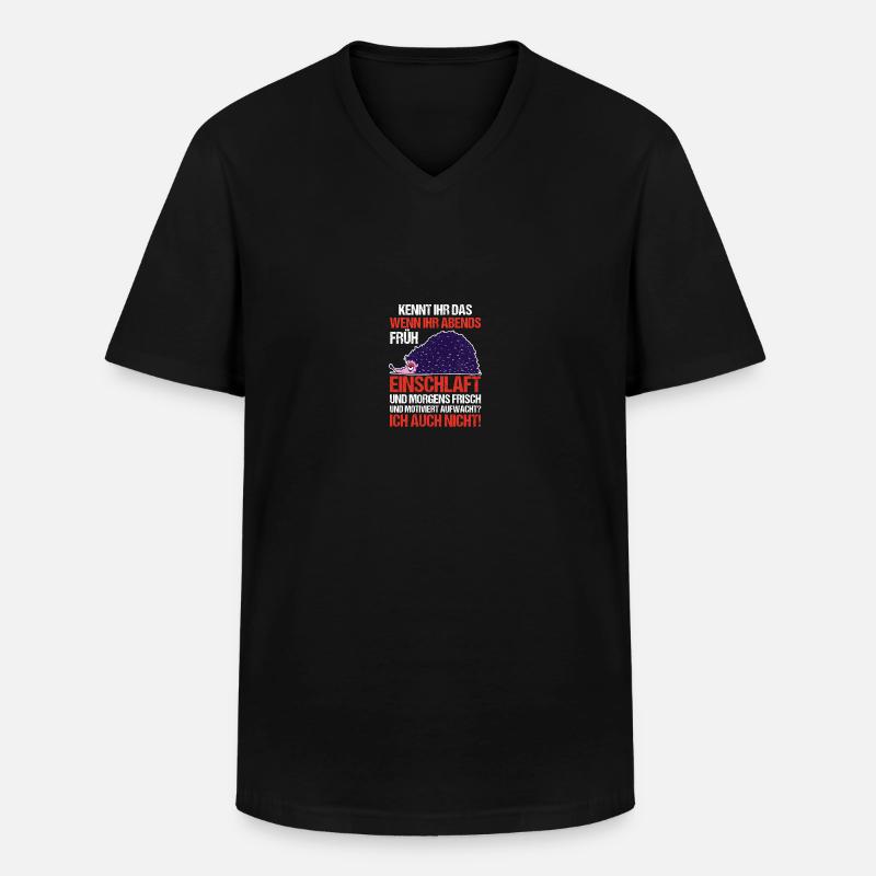 Faulenzer Langschläfer Motivation Igel - Männer-T-Shirt mit V-Ausschnitt - Schwarz