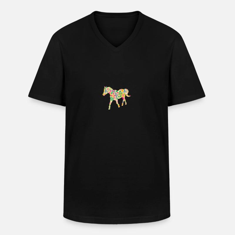Reiten Pferd - Männer-T-Shirt mit V-Ausschnitt - Schwarz