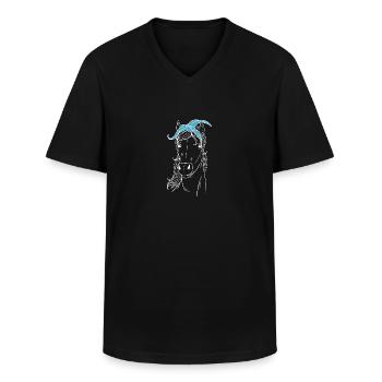 Équitation Sport équestre - T-shirt col V Homme - noir - Devant - AI Model Male 178 dark (178cm)